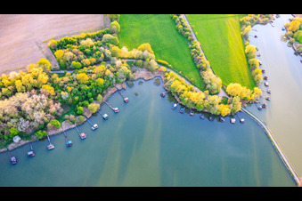 Pont sur le lac Étang du Welschhof à Puttelange-aux-Lacs dans le département Moselle, France