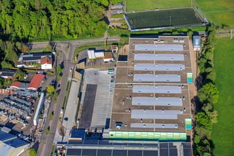 Bâtiment neuf presque achevé du parc logistique de HANSAINVEST et DFI-Real-Estate Kandel pour FRISCHEPLATTFORM SÜDWEST de Gemüsering Stuttgart GmbH à le quartier Minderslachen in Kandel dans le département Rhénanie-Palatinat, Allemagne