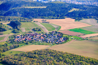 Vue du village depuis le sud-ouest à le quartier Oßmaritz in Bucha dans le département Thuringe, Allemagne