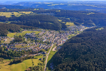 Vue de la ville dans la vallée de Schiltach depuis le sud à le quartier Tennenbronn in Schramberg dans le département Bade-Wurtemberg, Allemagne