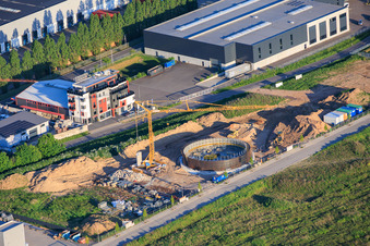 Chantier de construction des fondations d'un silo à grains pour Cornexo GmbH Offenbach à Offenbach an der Queich dans le département Rhénanie-Palatinat, Allemagne