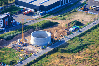 Chantier de construction des fondations d'un silo à grains pour Cornexo GmbH Offenbach à Offenbach an der Queich dans le département Rhénanie-Palatinat, Allemagne
