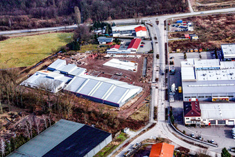 Vue aérienne de Salle de tennis dans la zone commerciale d'Am Horst à le quartier Minderslachen in Kandel dans le département Rhénanie-Palatinat, Allemagne