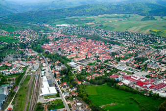 Vue aérienne de De l'ouest à Wissembourg dans le département Bas Rhin, France