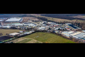 Zone industrielle de Horst à le quartier Minderslachen in Kandel dans le département Rhénanie-Palatinat, Allemagne depuis l'avion