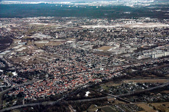 Vue oblique de Quartier Knielingen in Karlsruhe dans le département Bade-Wurtemberg, Allemagne