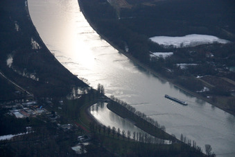 Vue aérienne de Station balnéaire du Rhin Rappenwört, Rhin à le quartier Daxlanden in Karlsruhe dans le département Bade-Wurtemberg, Allemagne