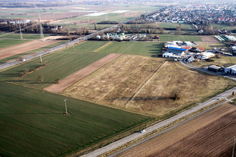Zone commerciale de Nordring à Rülzheim dans le département Rhénanie-Palatinat, Allemagne d'en haut