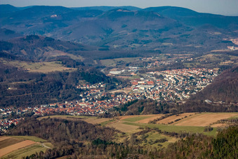 Vue aérienne de Du sud-ouest à Annweiler am Trifels dans le département Rhénanie-Palatinat, Allemagne