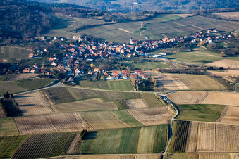 Steinseltz dans le département Bas Rhin, France du point de vue du drone