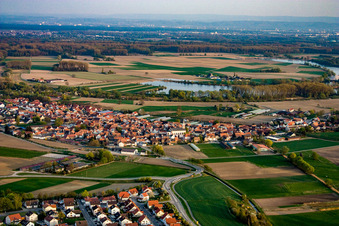 Vue aérienne de Vue de la ville depuis le nord à Neupotz dans le département Rhénanie-Palatinat, Allemagne
