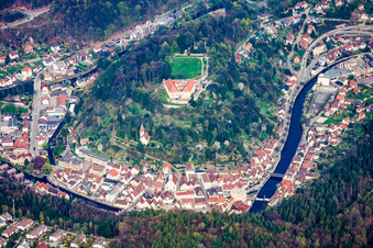 Vue oblique de Château Neuenbürg à Neuenbürg dans le département Bade-Wurtemberg, Allemagne