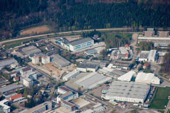 Ittersbach, zone industrielle à le quartier Im Stockmädle in Karlsbad dans le département Bade-Wurtemberg, Allemagne hors des airs