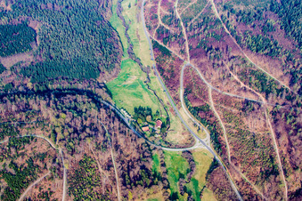 Vue aérienne de Paysage forestier et montagneux de Moosalbthal à Schöllbronn à le quartier Burbach in Marxzell dans le département Bade-Wurtemberg, Allemagne