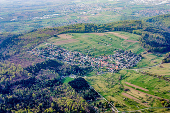 Vue aérienne de De l'est à le quartier Schluttenbach in Ettlingen dans le département Bade-Wurtemberg, Allemagne
