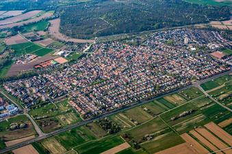 Photographie aérienne de De l'ouest à le quartier Forchheim in Rheinstetten dans le département Bade-Wurtemberg, Allemagne