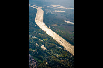 Vue aérienne de Embouchure de l'Auer Altrhein dans le Rhin à Au am Rhein dans le département Bade-Wurtemberg, Allemagne
