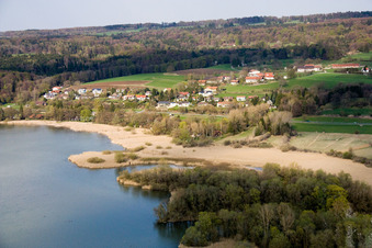 Vue aérienne de Banc de roseaux à Ammersee près d'Aidenried à Ammersee dans le département Bavière, Allemagne