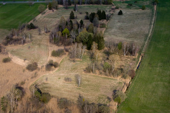 Vue aérienne de Réserve ornithologique sur la rive sud du lac Ammersee à le quartier Mitterfischen in Pähl dans le département Bavière, Allemagne