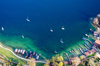 Vue aérienne de Zones riveraines du lac de Starnberg à Tutzing dans le département Bavière, Allemagne