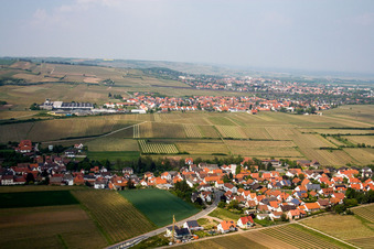 Vue aérienne de Du sud à Kleinkarlbach dans le département Rhénanie-Palatinat, Allemagne