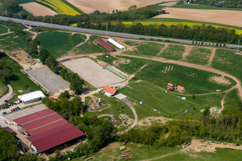 Haras de la Neée à Neewiller-près-Lauterbourg dans le département Bas Rhin, France vue d'en haut