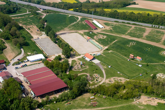 Haras de la Neée à Neewiller-près-Lauterbourg dans le département Bas Rhin, France depuis l'avion