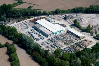 Vue aérienne de Heidelberg Matériaux Minéraux à Hagenbach dans le département Rhénanie-Palatinat, Allemagne