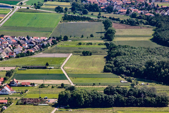 Vue aérienne de Erlenbach et Feldlachgraben à Hatzenbühl dans le département Rhénanie-Palatinat, Allemagne