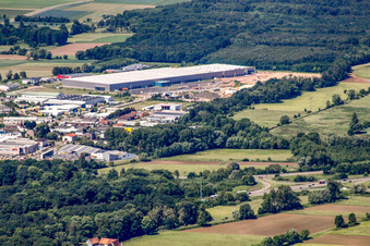 Vue aérienne de Nouveau centre logistique à Horstring à le quartier Minderslachen in Kandel dans le département Rhénanie-Palatinat, Allemagne