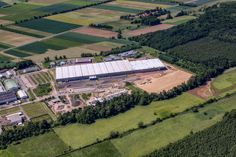 Nouveau centre logistique à Horstring à le quartier Minderslachen in Kandel dans le département Rhénanie-Palatinat, Allemagne vue d'en haut