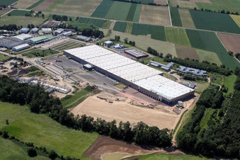Vue oblique de Nouveau chantier dans la zone industrielle de Horst pour Friedrich Zufall GmbH & Co. KG Transport de fret international dans la zone industrielle de Horst à le quartier Minderslachen in Kandel dans le département Rhénanie-Palatinat, Allemagne