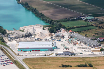 Photographie aérienne de Heidelberger Sand und Kies GmbH - Travaux de gravier Waghäusel à le quartier Wiesental in Waghäusel dans le département Bade-Wurtemberg, Allemagne