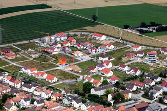 Photographie aérienne de Chantiers de construction du nouveau quartier résidentiel d'une colonie de maisons unifamiliales Am Höhenweg à Kandel dans le département Rhénanie-Palatinat, Allemagne