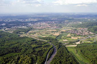 Vue aérienne de Triangle AB à le quartier Rüppurr in Karlsruhe dans le département Bade-Wurtemberg, Allemagne