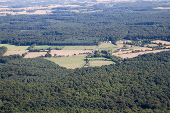 Vue d'oiseau de Lavaré dans le département Sarthe, France