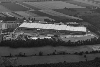 Vue aérienne de Zone industrielle Horst, centre logistique de Zufall à le quartier Minderslachen in Kandel dans le département Rhénanie-Palatinat, Allemagne