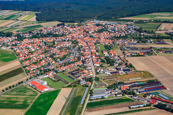 Vue aérienne de Du sud-est à Rheinzabern dans le département Rhénanie-Palatinat, Allemagne