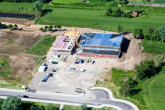 Photographie aérienne de Chantier de construction de la salle polyvalente Bienwaldhalle à Kandel dans le département Rhénanie-Palatinat, Allemagne