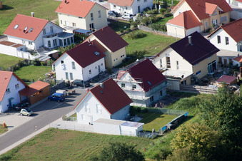 Vue aérienne de Nouvelle zone de développement An d. Anhaide à le quartier Schaidt in Wörth am Rhein dans le département Rhénanie-Palatinat, Allemagne