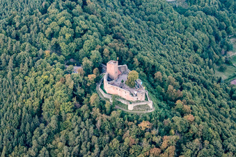 Enregistrement par drone de Château de Landeck à Klingenmünster dans le département Rhénanie-Palatinat, Allemagne