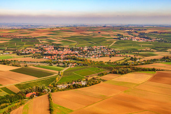 Vue aérienne de Vue du village depuis le sud-ouest à Eppelsheim dans le département Rhénanie-Palatinat, Allemagne