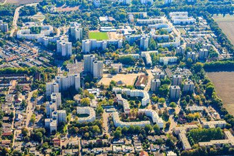 Vue aérienne de Quartier du nord à le quartier Pfingstweide in Ludwigshafen am Rhein dans le département Rhénanie-Palatinat, Allemagne
