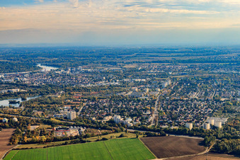 Vue aérienne de De l'ouest à le quartier Gartenstadt in Ludwigshafen am Rhein dans le département Rhénanie-Palatinat, Allemagne