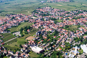 Vue aérienne de Champs agricoles et terres agricoles à Edenkoben dans le département Rhénanie-Palatinat, Allemagne