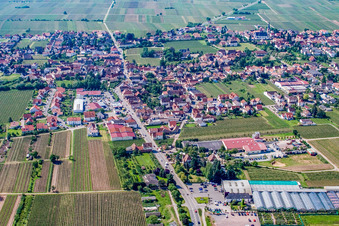 Vue aérienne de Lieu dans les vignobles du nord à Edesheim dans le département Rhénanie-Palatinat, Allemagne