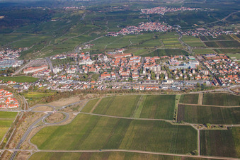 Vue aérienne de Mannheimer Straße B271 à le quartier Pfeffingen in Bad Dürkheim dans le département Rhénanie-Palatinat, Allemagne