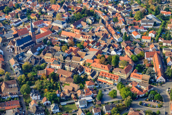 Vue aérienne de City Wall Lane et St. Ulrich à Deidesheim dans le département Rhénanie-Palatinat, Allemagne