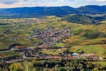 Vue aérienne de Vue de la ville depuis le nord à Birkweiler dans le département Rhénanie-Palatinat, Allemagne