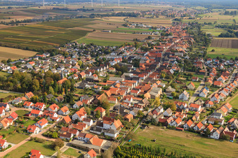 Vue aérienne de Vue du village depuis le sud-ouest à Freckenfeld dans le département Rhénanie-Palatinat, Allemagne